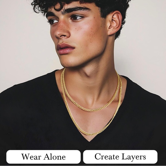 14K Gold Plated Necklace for Women 
& Men 18 inches - Picture 8 of 11